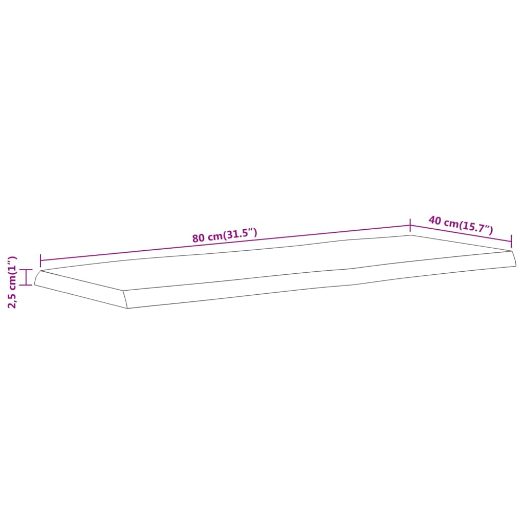 vidaXL Tischplatte 80x40x2,5 cm Rechteckig Massivholz Akazie Baumkante