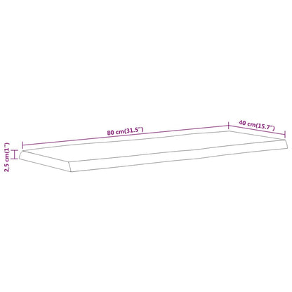 vidaXL Tischplatte 80x40x2,5 cm Rechteckig Massivholz Akazie Baumkante