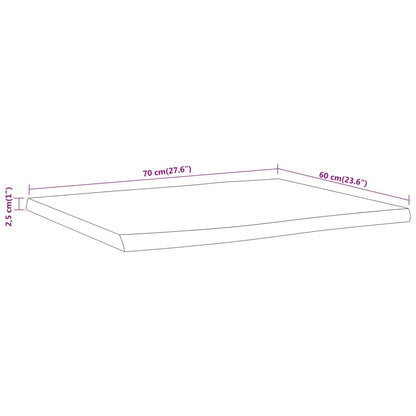 vidaXL Plateau de table 70x60x2,5cm Rectangulaire Bois d'acacia massif Bord naturel