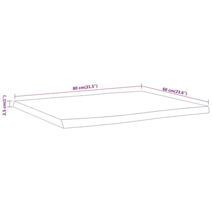 vidaXL Tischplatte 80x60x2,5cm Rechteckig Massivholz Akazie Naturkante