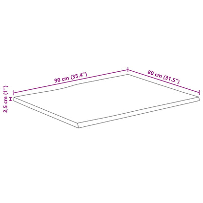 vidaXL Tischplatte 90x80x2,5cm Rechteckig Massivholz Akazie Baumkante