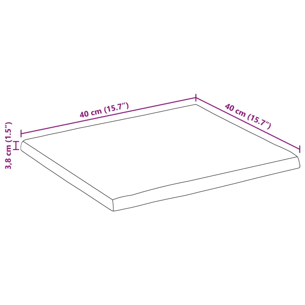 vidaXL Tischplatte 40x40x3,8cm Quadratisch Massivholz Akazie Baumkante