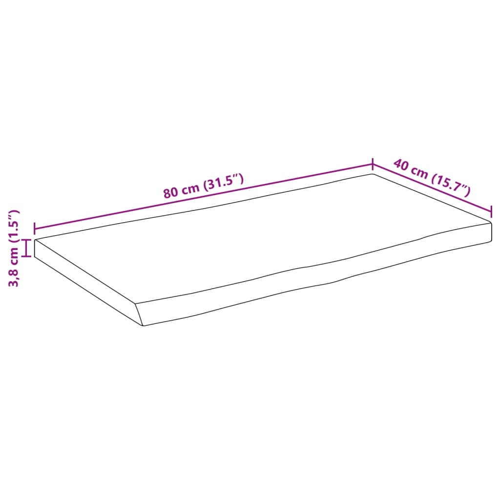 vidaXL Tischplatte 80x40x3,8 cm Rechteckig Massivholz Akazie Baumkante