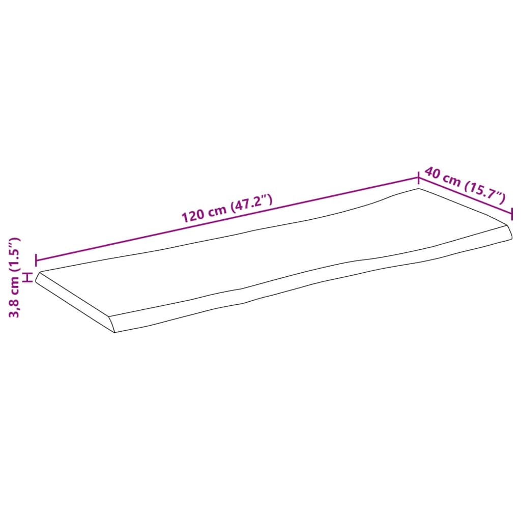 vidaXL Tischplatte 120x40x3,8cm Rechteckig Massivholz Akazie Baumkante