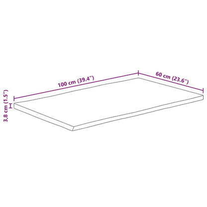 vidaXL Tischplatte 100x60x3,8cm Rechteckig Massivholz Akazie Baumkante