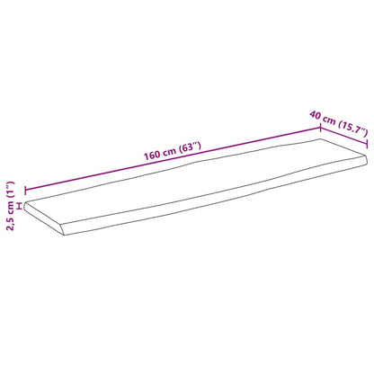 vidaXL Tischplatte mit Baumkante 160x40x2,5 cm Raues Mango Massivholz