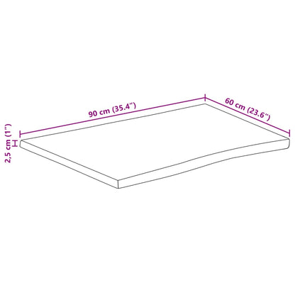 vidaXL Tischplatte mit Baumkante 90x60x2,5 cm Raues Mango Massivholz
