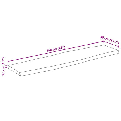 vidaXL Tischplatte mit Baumkante 160x40x3,8 cm Raues Mango Massivholz