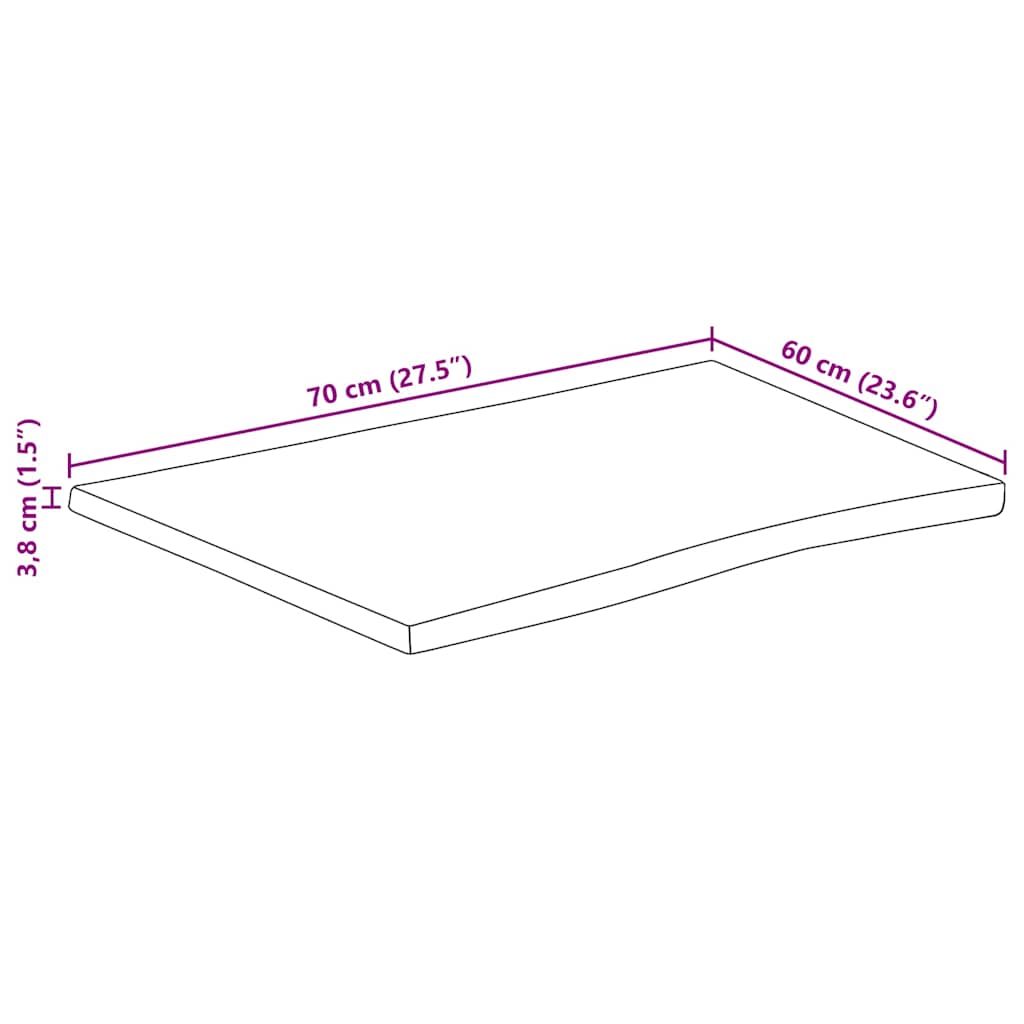 vidaXL Tischplatte mit Baumkante 70x60x3,8 cm Raues Mango Massivholz