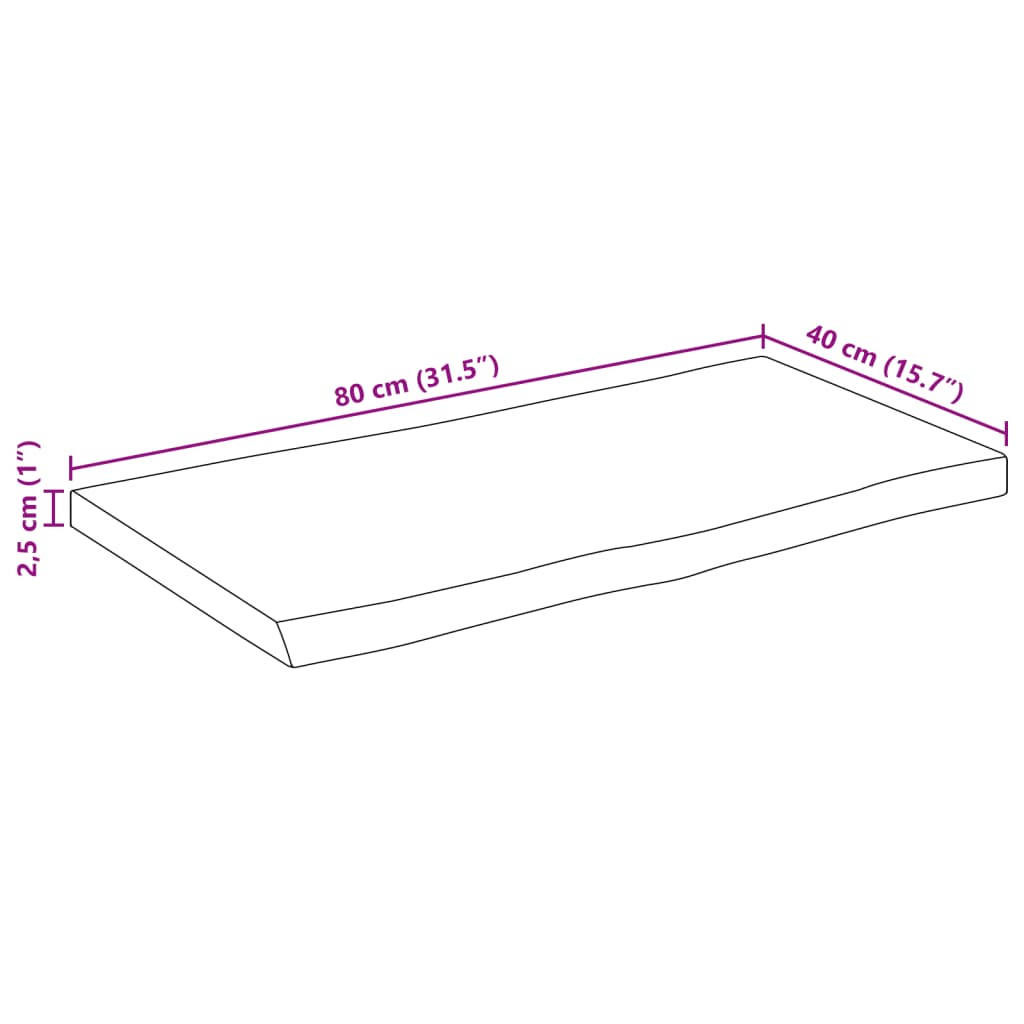 vidaXL Tischplatte mit Baumkante 80x40x2,5 cm Massivholz Mango
