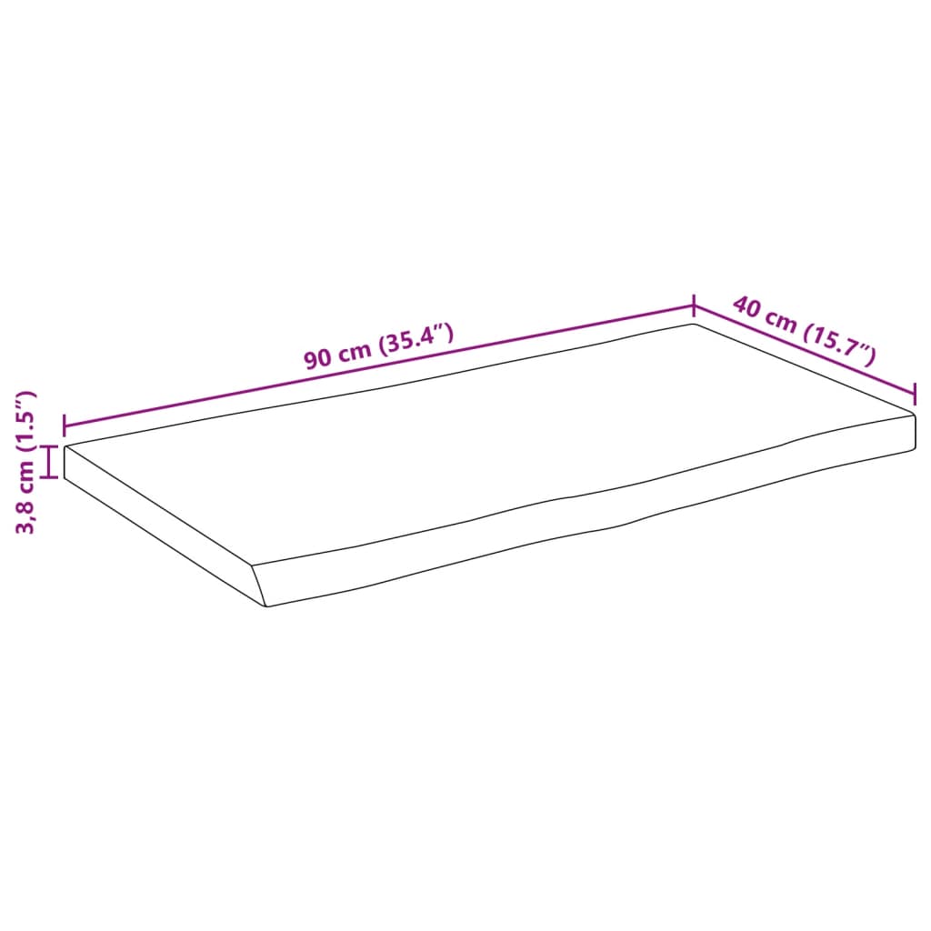 vidaXL Tischplatte mit Baumkante 90x40x3,8 cm Massivholz Mango