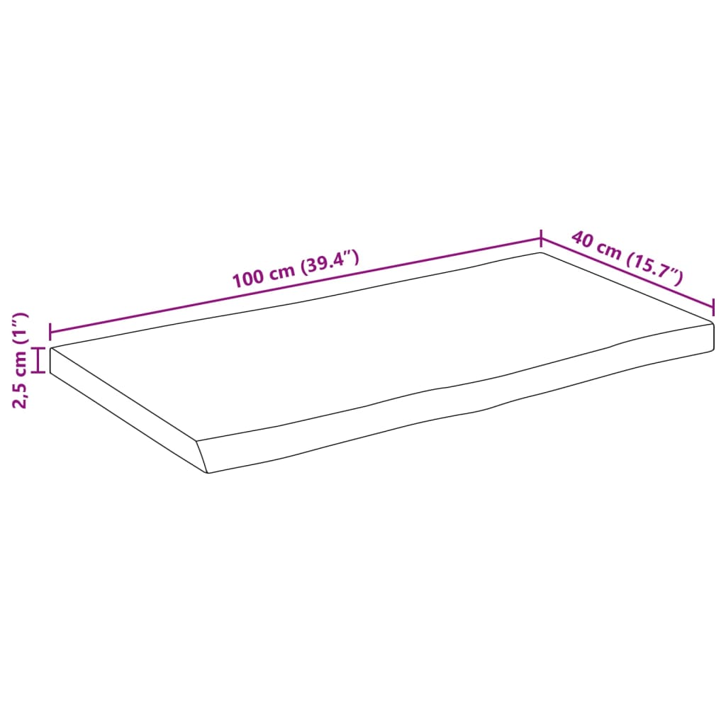 vidaXL Plateau de table à bord naturel 100x40x2,5 cm Bois de manguier massif