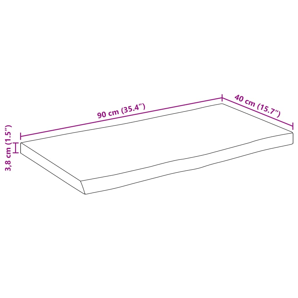 vidaXL Tischplatte mit Baumkante 90x40x3,8 cm Massivholz Mango