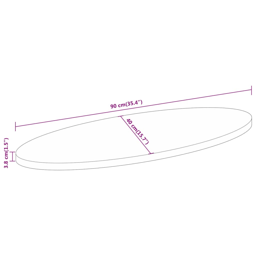 vidaXL Tischplatte 90x40x3,8 cm Oval Massivholz Mango