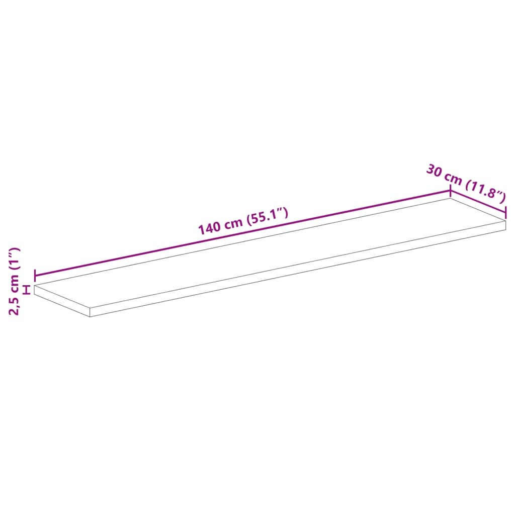 vidaXL Tischplatte 140x30x2,5 cm Rechteckig Massivholz Akazie