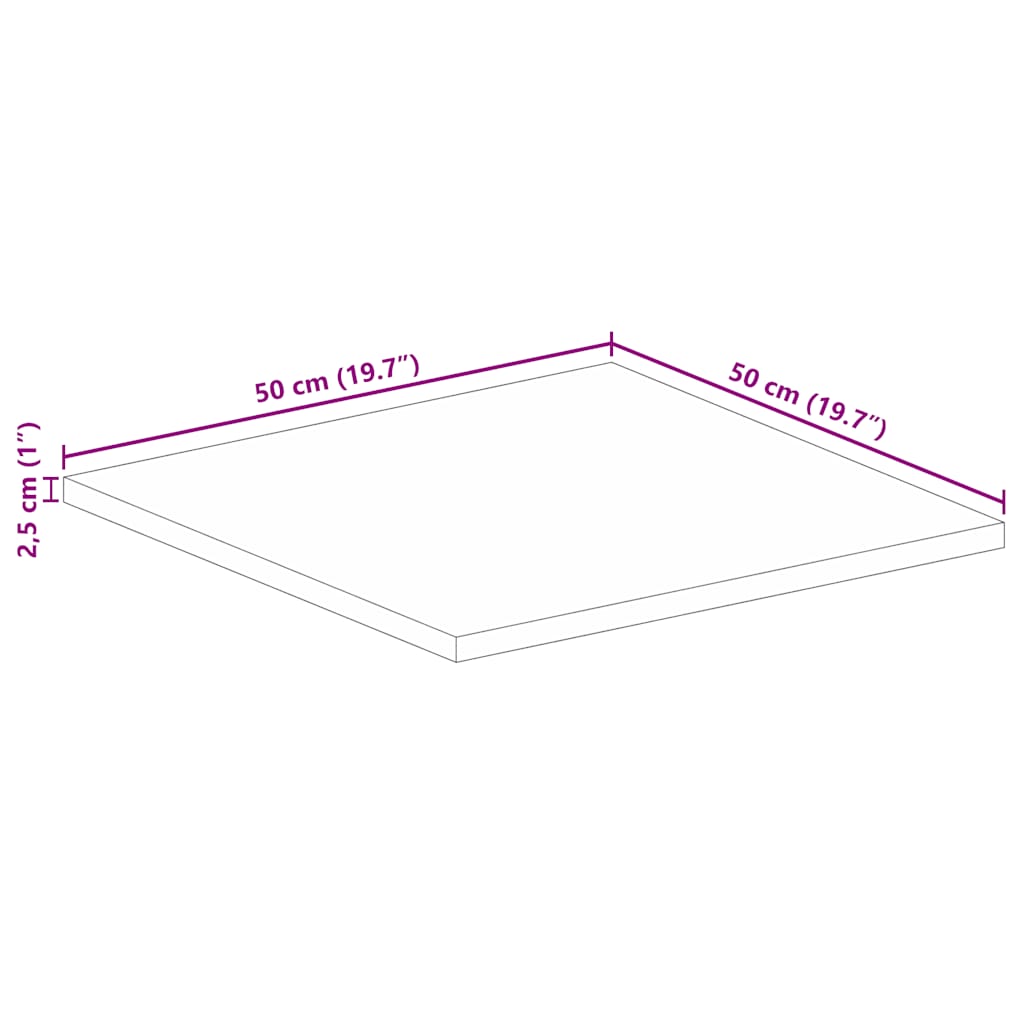 vidaXL Tischplatte 50x50x2,5 cm Quadratisch Massivholz Akazie