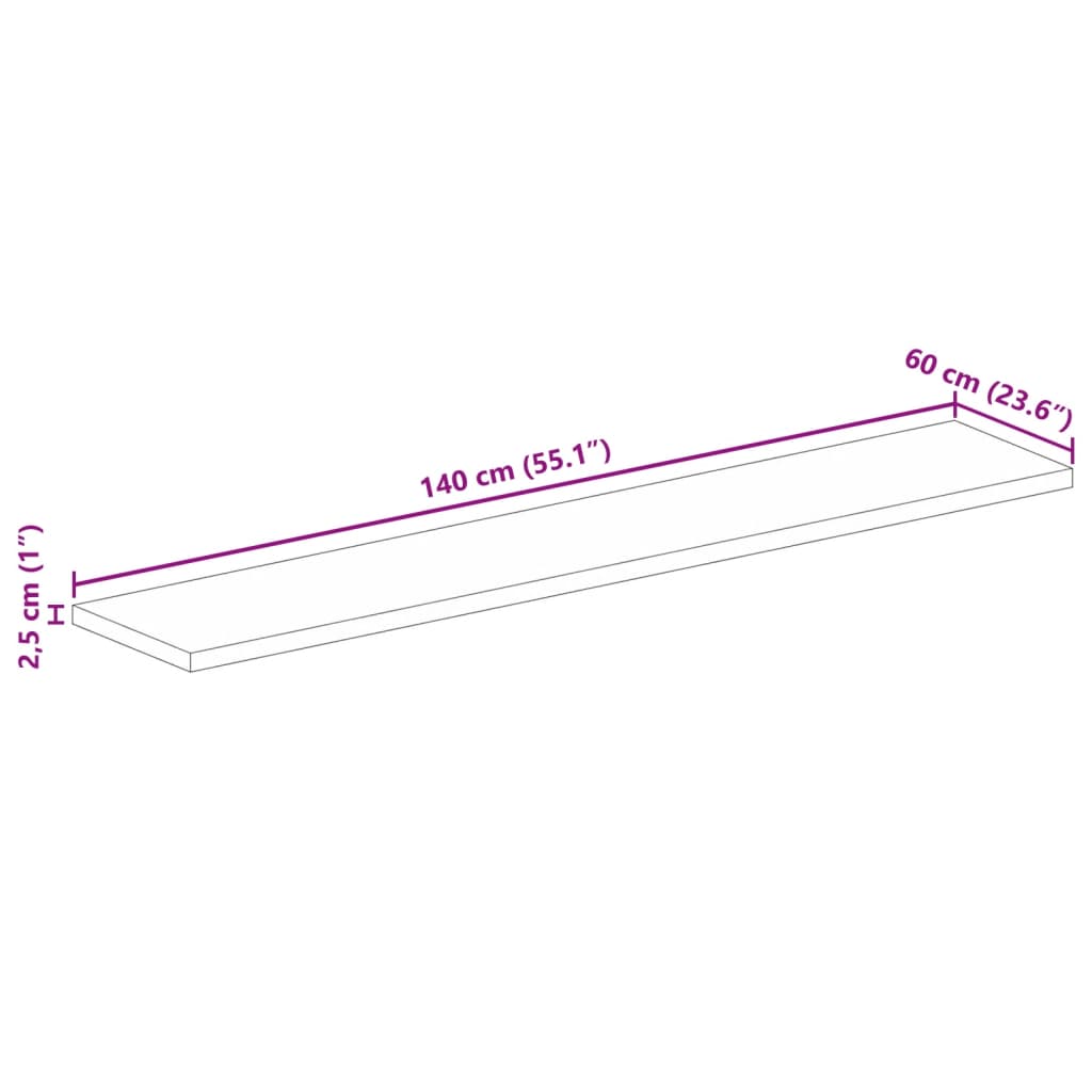 vidaXL Tischplatte 140x60x2,5 cm Rechteckig Massivholz Akazie