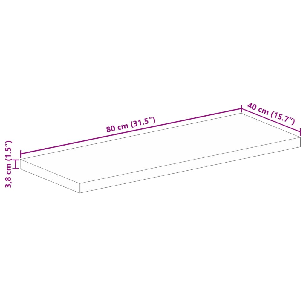 vidaXL Tischplatte 80x40x3,8 cm Rechteckig Massivholz Akazie
