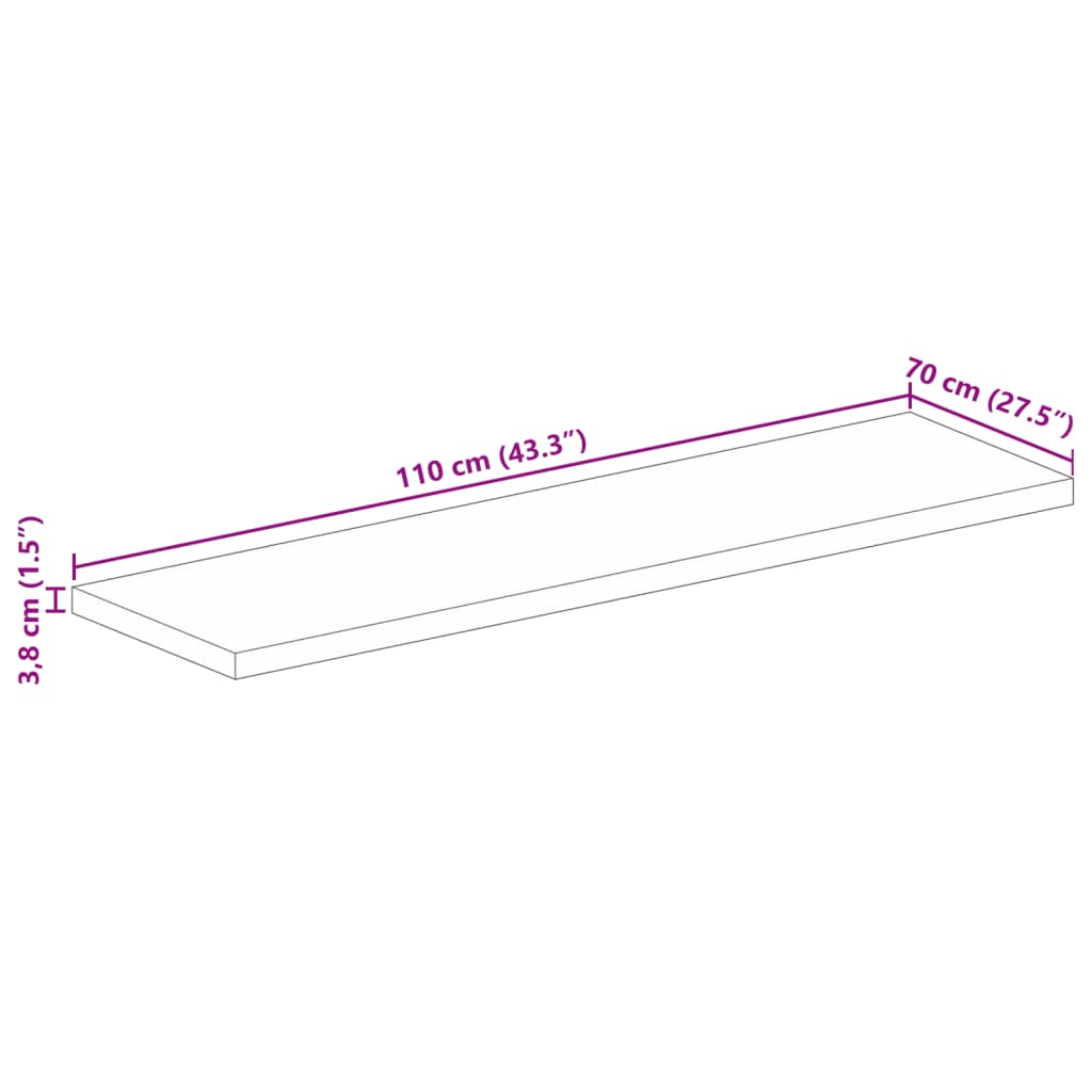 vidaXL Tischplatte 110x70x3,8 cm Rechteckig Massivholz Akazie