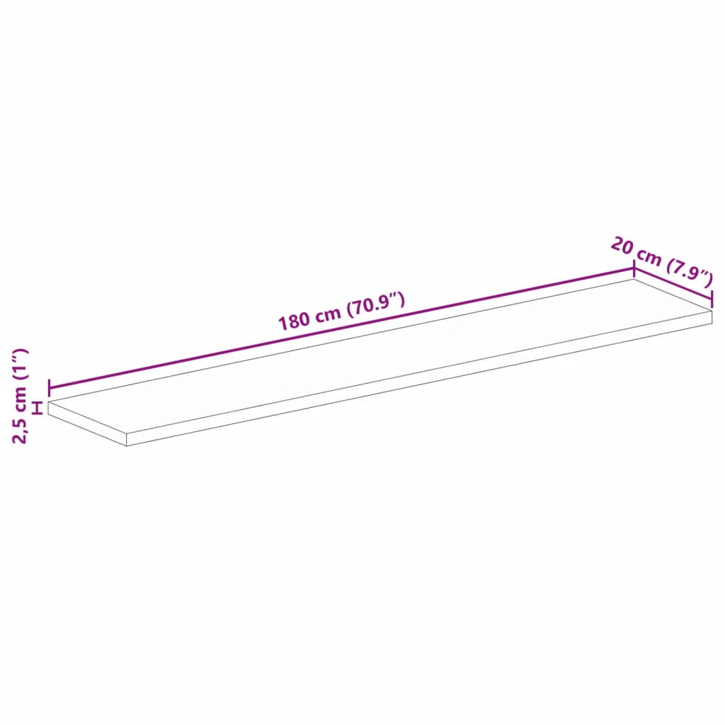 vidaXL Plateau de table 180x20x2,5 cm Rectangulaire Bois de récupération massif