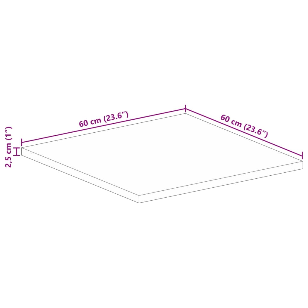 vidaXL Plateau de table 60x60x2,5 cm Carré Bois massif de récupération