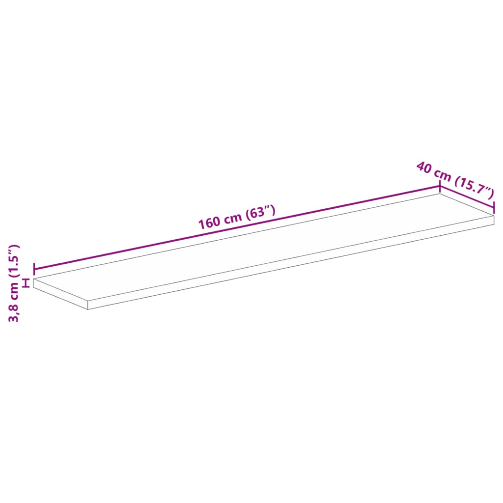 vidaXL Tischplatte 160x40x3,8 cm Rechteckig Altholz Massiv