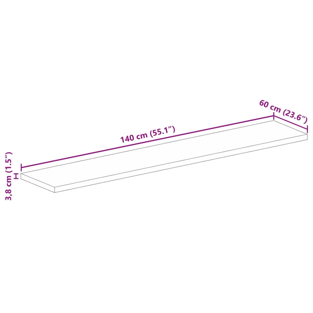 vidaXL Plateau de table 140x60x3,8 cm Rectangulaire Bois de récupération massif