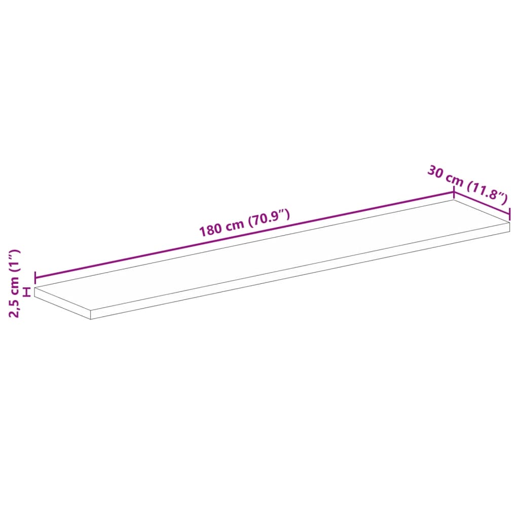 vidaXL Tischplatte 180x30x2,5 cm Rechteckig Altholz Massiv