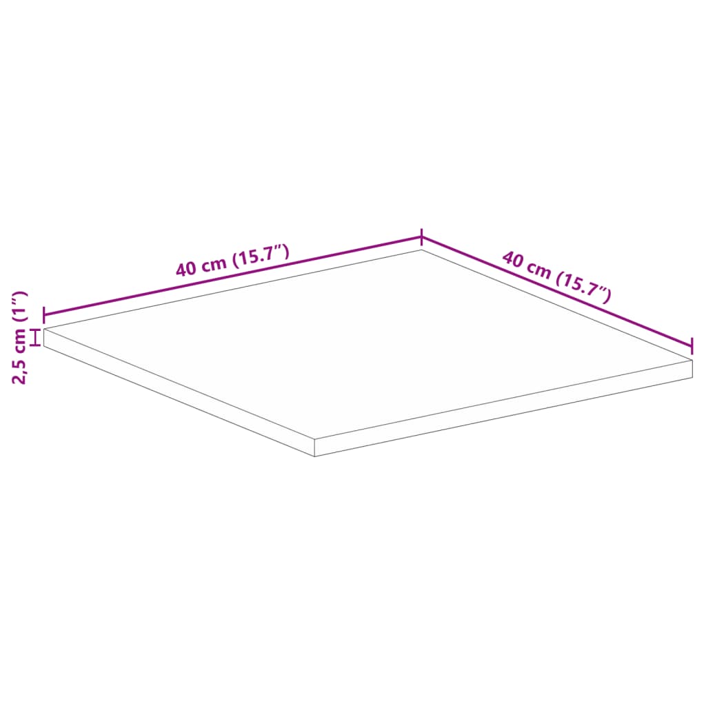 vidaXL Tischplatte 40x40x2,5 cm Quadratisch Altholz Massiv