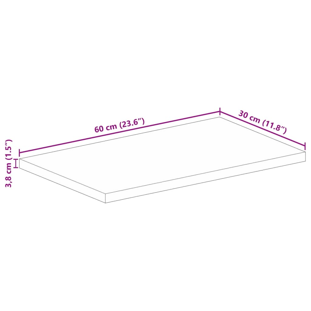 vidaXL Tischplatte 60x30x3,8 cm Rechteckig Altholz Massiv