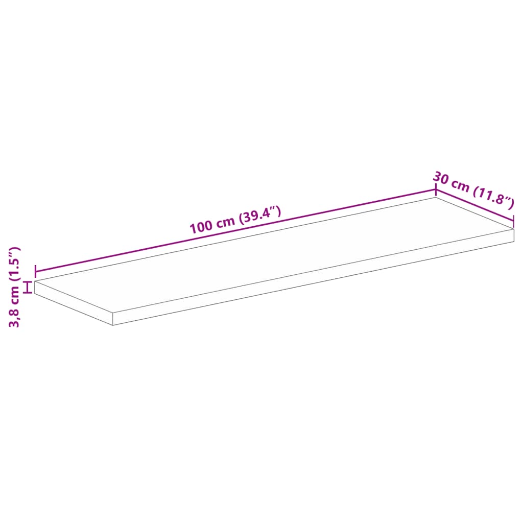 vidaXL Tischplatte 100x30x3,8 cm Rechteckig Altholz Massiv