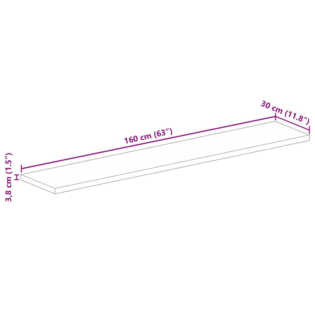 vidaXL Tischplatte 160x30x3,8 cm Rechteckig Altholz Massiv