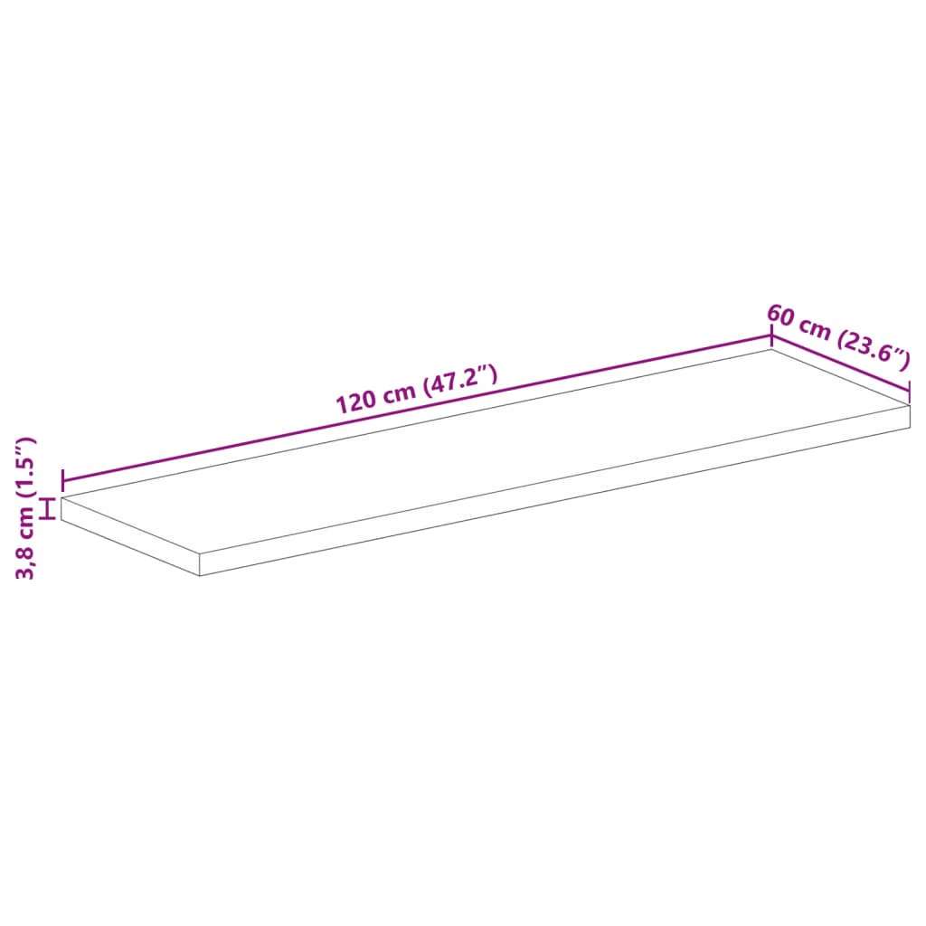 vidaXL Tischplatte 120x60x3,8 cm Rechteckig Altholz Massiv