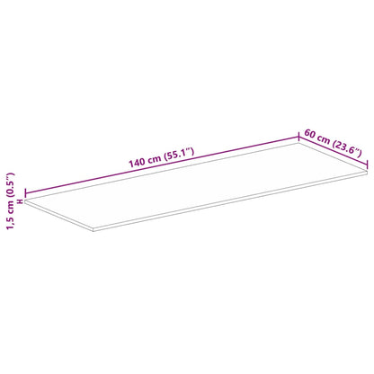 vidaXL Tischplatte 140x60x1,5 cm Rechteckig Raues Massivholz Mango