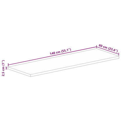 vidaXL Tischplatte 140x60x2,5 cm Rechteckig Raues Massivholz Mango
