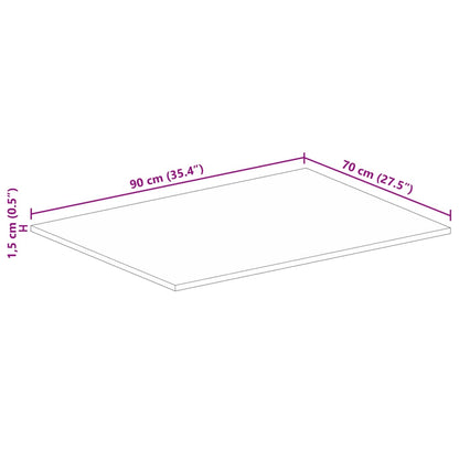 vidaXL Tischplatte 90x70x1,5 cm Rechteckig Raues Massivholz Mango