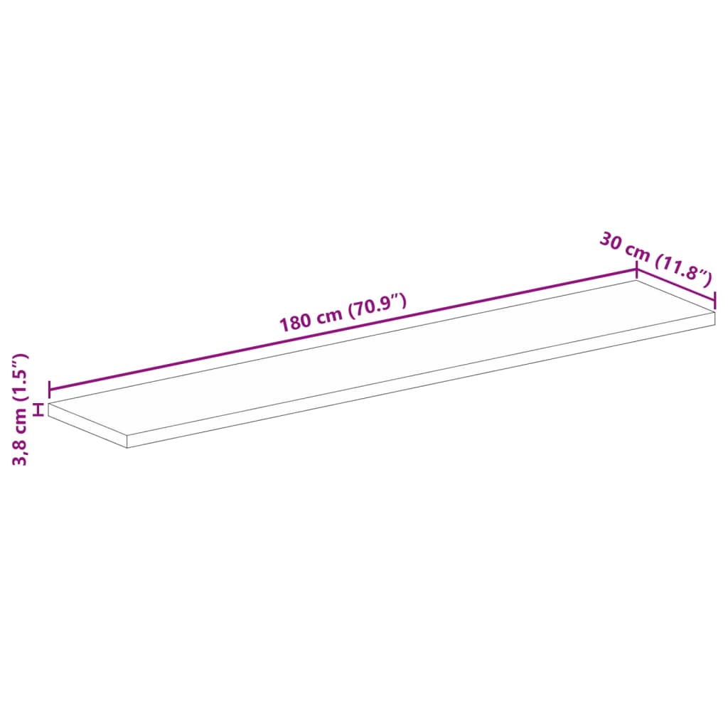 vidaXL Tischplatte 180x30x3,8 cm Rechteckig Raues Massivholz Mango