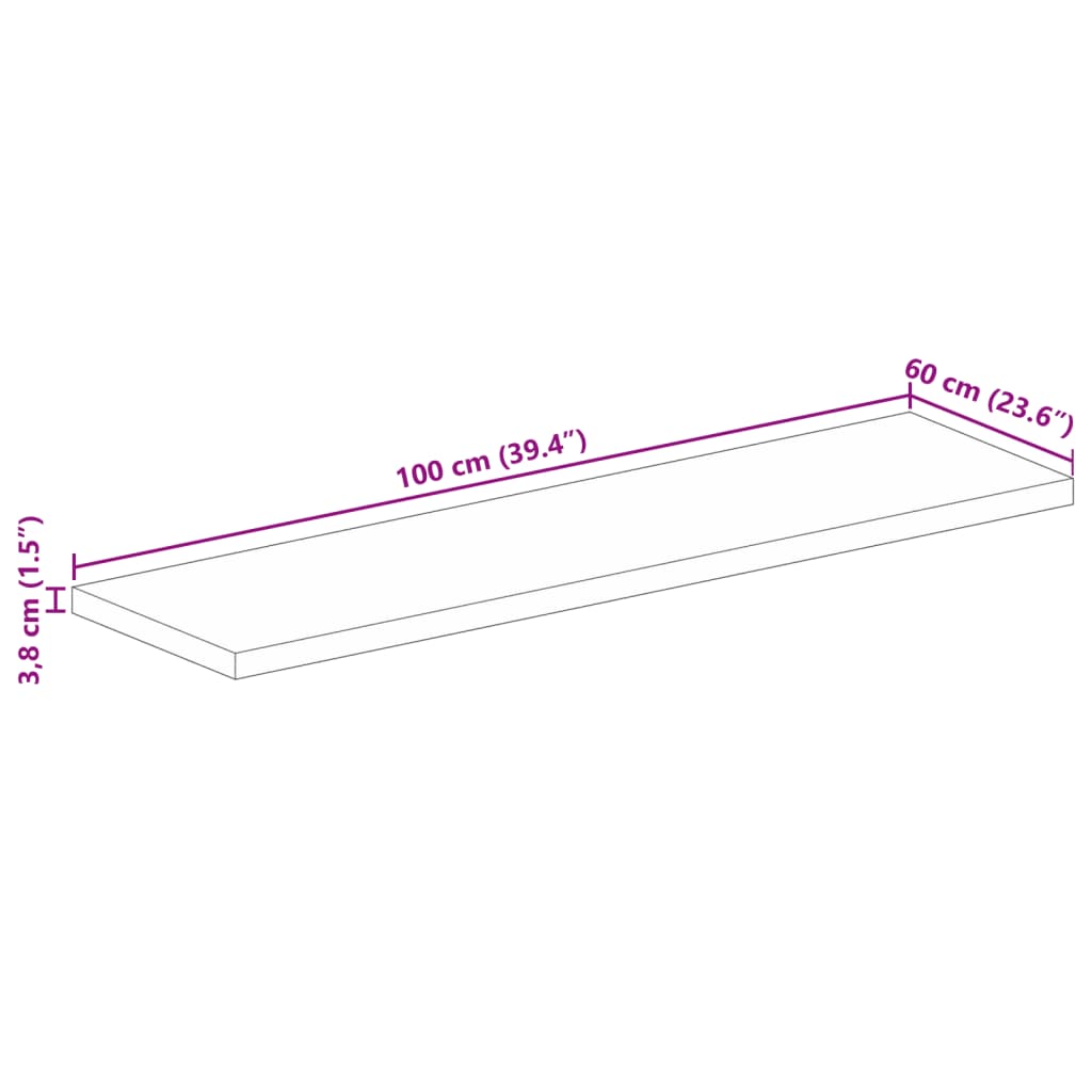 vidaXL Tischplatte 100x60x3,8 cm Rechteckig Raues Massivholz Mango