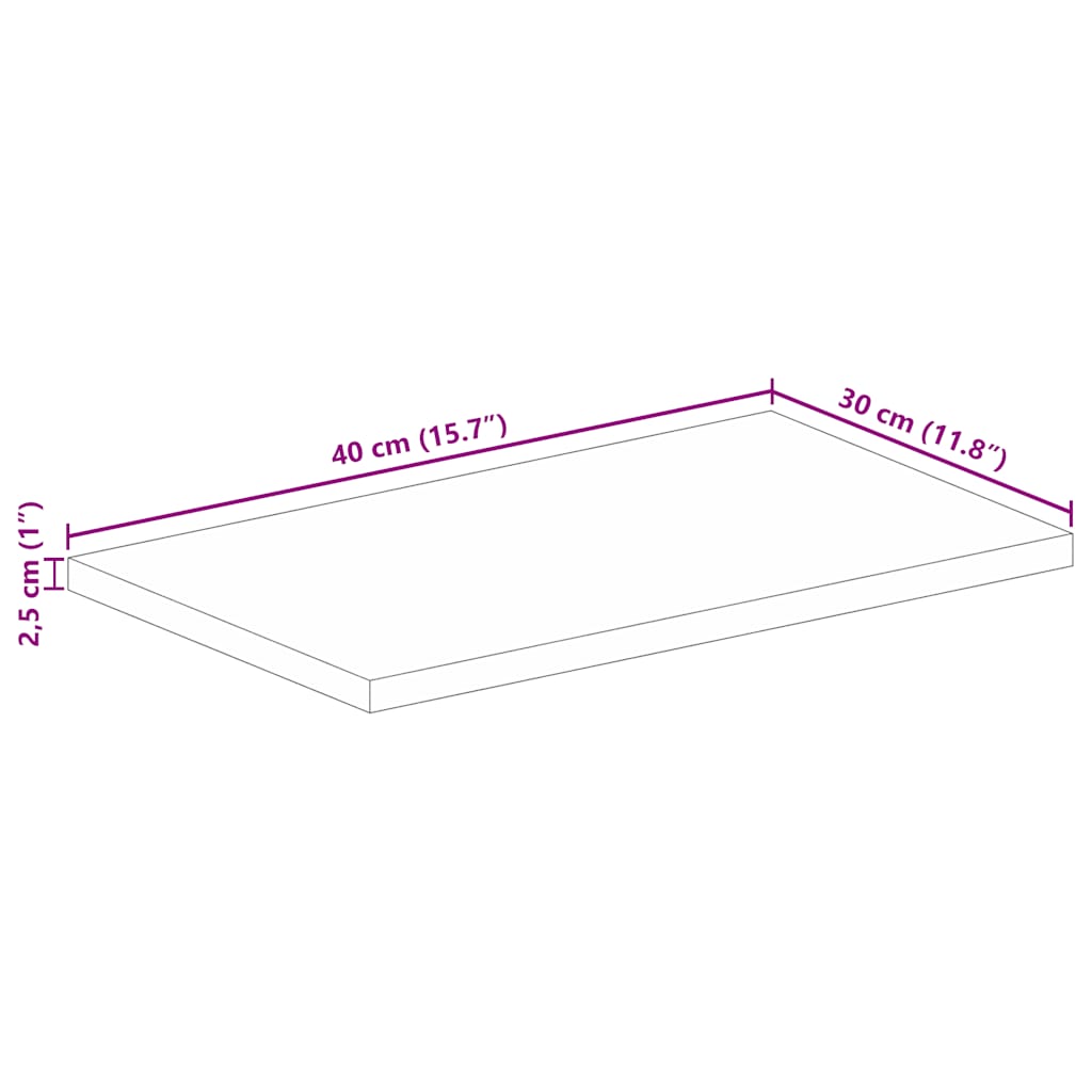 vidaXL Tischplatte 40x30x2,5 cm Rechteckig Massivholz Mango