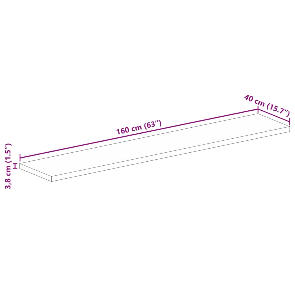 vidaXL Tischplatte 160x40x3,8 cm Rechteckig Massivholz Mango