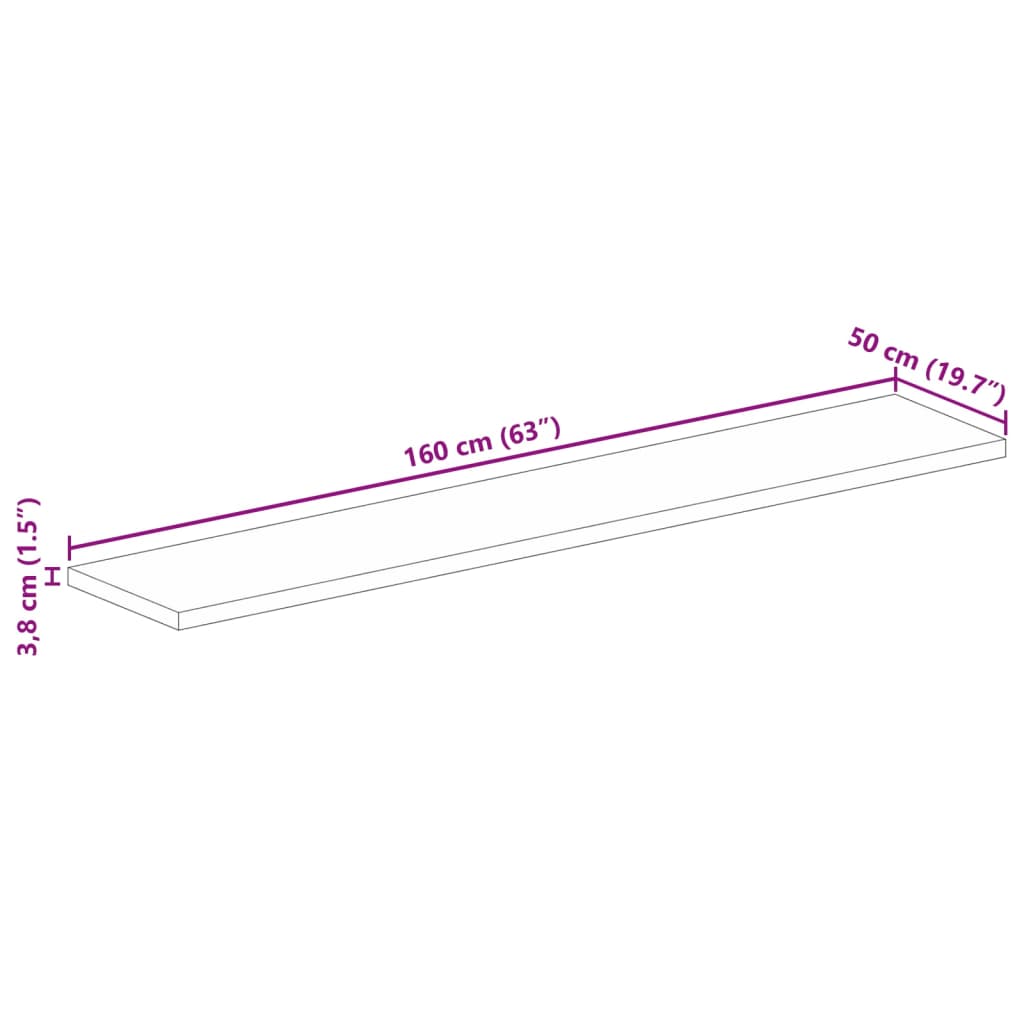 vidaXL Plateau de table 160x50x3,8 cm Rectangulaire Bois de manguier massif