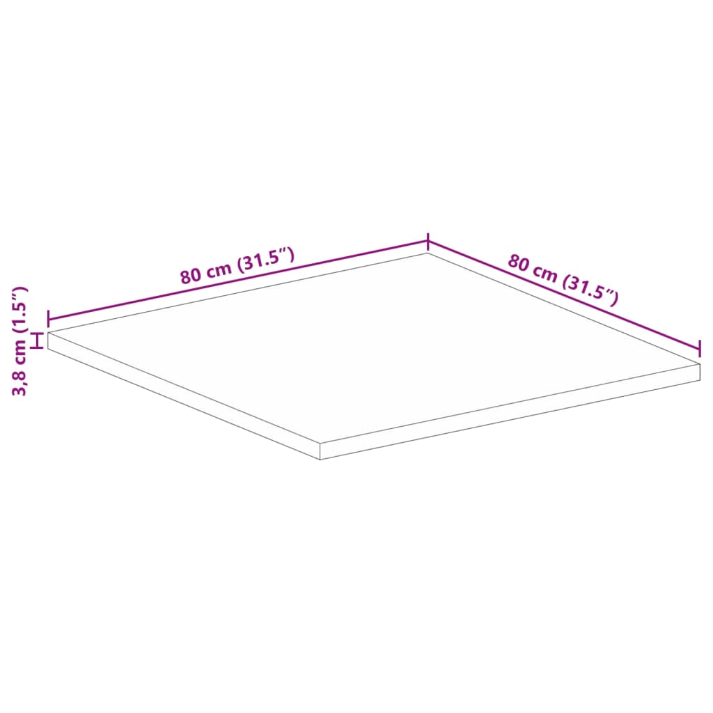 vidaXL Tischplatte 80x80x3,8 cm Quadratisch Massivholz Mango