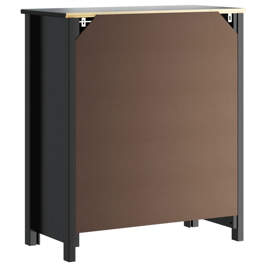 vidaXL Badschrank BERG Schwarz 69,5x34x80 cm Massivholz Kiefer