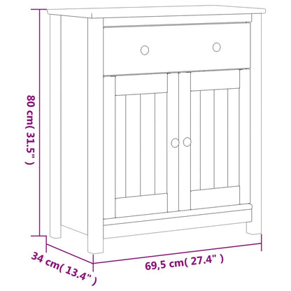 vidaXL Badschrank BERG Schwarz 69,5x34x80 cm Massivholz Kiefer