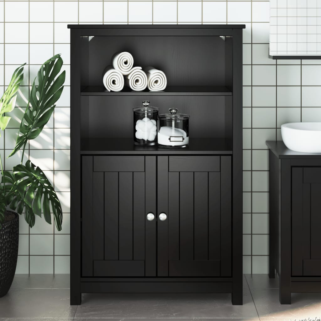 vidaXL Meuble de salle de bain BERG noir 69,5x34x110 cm bois de pin massif