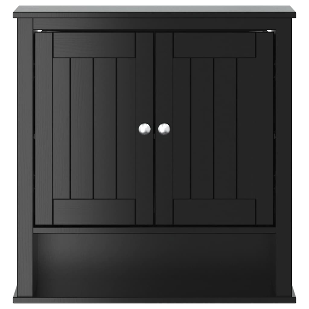 vidaXL Bad-Wandschrank BERG Schwarz 69,5x27x71,5 cm Massivholz