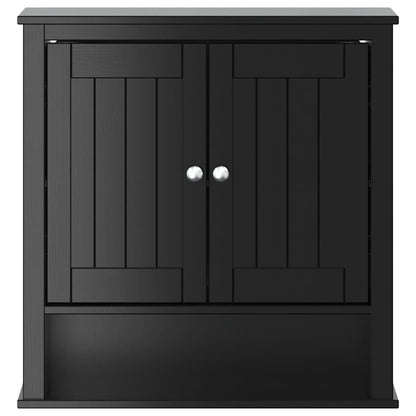 vidaXL Bad-Wandschrank BERG Schwarz 69,5x27x71,5 cm Massivholz
