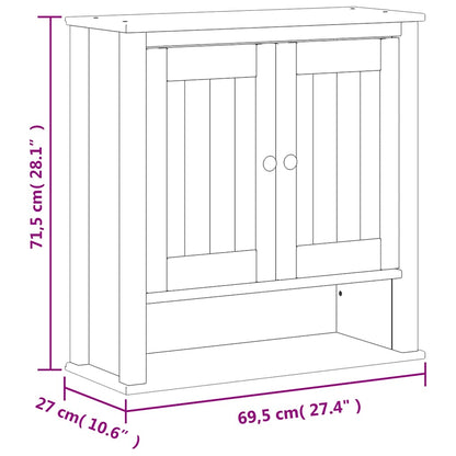 vidaXL Bad-Wandschrank BERG Schwarz 69,5x27x71,5 cm Massivholz