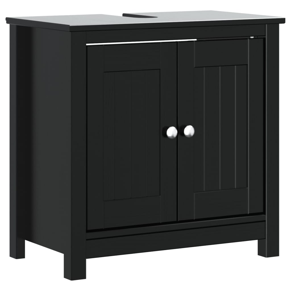 vidaXL Meuble sous-lavabo BERG Noir 60x34x59 cm Bois de pin