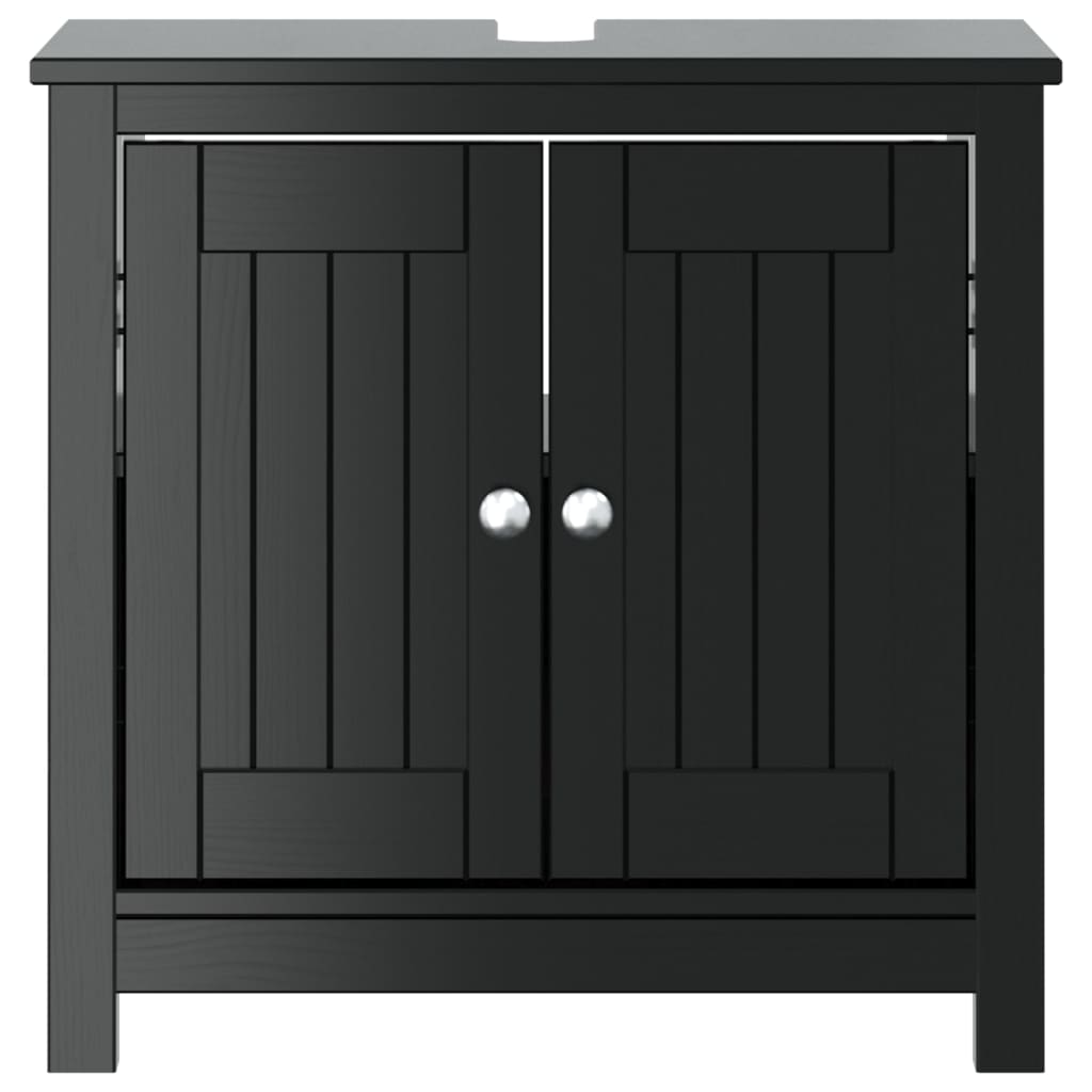 vidaXL Meuble sous-lavabo BERG Noir 60x34x59 cm Bois de pin